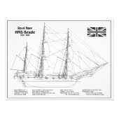 HMS Beagle Tall Ship - Ship Blueprint BD フォトプリント (正面)