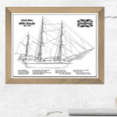 HMS Beagle Tall Ship - Ship Blueprint BD フォトプリント