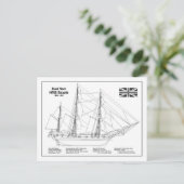 HMS Beagle Tall Ship - Ship Blueprint BD ポストカード (スタンド正面)