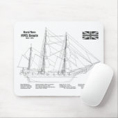 HMS Beagle Tall Ship - Ship Blueprint BD マウスパッド (マウス)