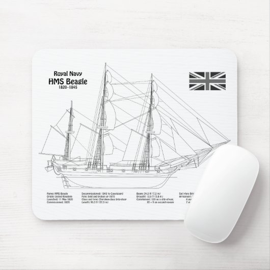 HMS Beagle Tall Ship - Ship Blueprint BD マウスパッド (マウス)