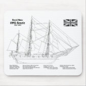 HMS Beagle Tall Ship - Ship Blueprint BD マウスパッド (正面)
