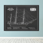 HMS Beagle Tall Ship - Ship Blueprint PBD キャンバスプリント (インサイチュ (ウッドフロア))