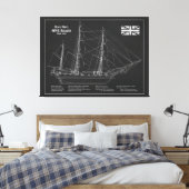 HMS Beagle Tall Ship - Ship Blueprint PBD キャンバスプリント (インサイチュ (寝室))