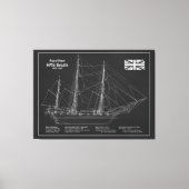 HMS Beagle Tall Ship - Ship Blueprint PBD キャンバスプリント (正面)