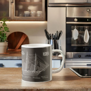HMS Beagle Tall Ship - Ship Blueprint PBD コーヒーマグカップ