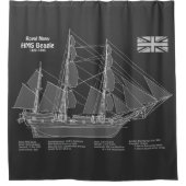 HMS Beagle Tall Ship - Ship Blueprint PBD シャワーカーテン (正面)