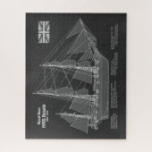 HMS Beagle Tall Ship - Ship Blueprint PBD ジグソーパズル (縦)