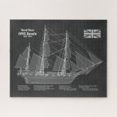 HMS Beagle Tall Ship - Ship Blueprint PBD ジグソーパズル (横)