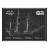 HMS Beagle Tall Ship - Ship Blueprint PBD フォトプリント (正面)