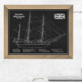 HMS Beagle Tall Ship - Ship Blueprint PBD フォトプリント