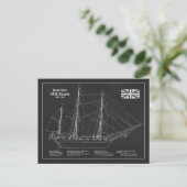 HMS Beagle Tall Ship - Ship Blueprint PBD ポストカード (スタンド正面)