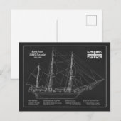 HMS Beagle Tall Ship - Ship Blueprint PBD ポストカード (正面/裏面)