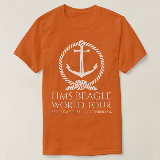 HMS Beagle World Tour Charles Darwin English Hito Tシャツ (デザイン正面)