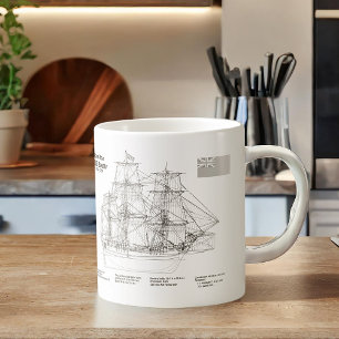 HMS Bounty – 船舶設計図プランBD コーヒーマグカップ