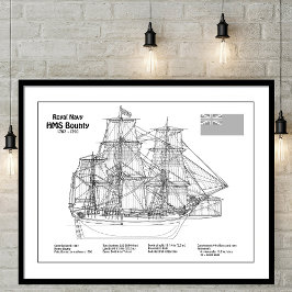 HMS Bounty – 船舶設計図プランBD フォトプリント