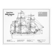 HMS Bounty – 船舶設計図プランBD フォトプリント (正面)