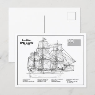 HMS Bounty – 船舶設計図プランBD ポストカード