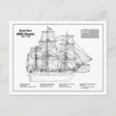 HMS Bounty – 船舶設計図プランBD ポストカード (正面)