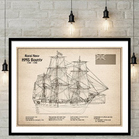 HMS Bounty – 船舶設計図プランSD フォトプリント