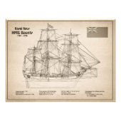 HMS Bounty – 船舶設計図プランSD フォトプリント (正面)