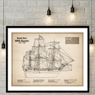HMS Bounty – 船舶設計図プランSD ポスター