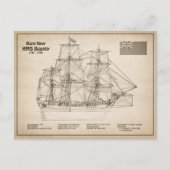 HMS Bounty – 船舶設計図プランSD ポストカード (正面)