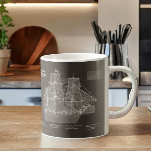 HMS Bounty – 船舶設計図PD コーヒーマグカップ