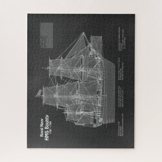 HMS Bounty – 船舶設計図PD ジグソーパズル (縦)