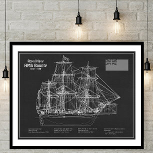 HMS Bounty – 船舶設計図PD ポスター