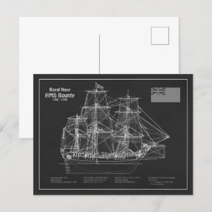 HMS Bounty – 船舶設計図PD ポストカード