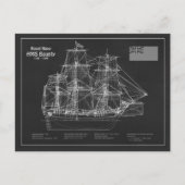 HMS Bounty – 船舶設計図PD ポストカード (正面)