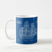 HMS Bounty - Ship Blueprint Plans ABD コーヒーマグカップ (左)