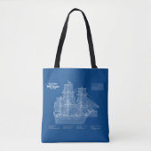 HMS Bounty - Ship Blueprint Plans ABD トートバッグ (正面)