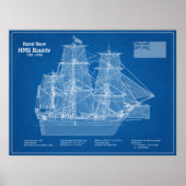 HMS Bounty - Ship Blueprint Plans ABD ポスター (正面)