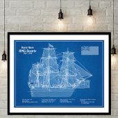 HMS Bounty - Ship Blueprint Plans ABD ポスター