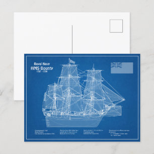 HMS Bounty - Ship Blueprint Plans ABD ポストカード