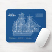 HMS Bounty - Ship Blueprint Plans ABD マウスパッド (マウス)