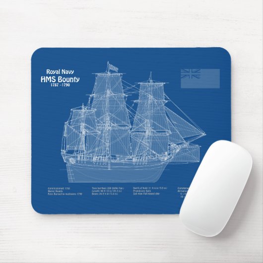HMS Bounty - Ship Blueprint Plans ABD マウスパッド (マウス)