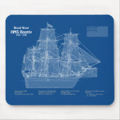 HMS Bounty - Ship Blueprint Plans ABD マウスパッド (正面)