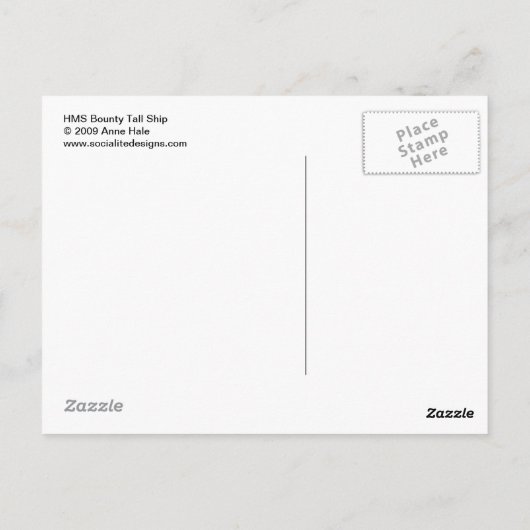 HMS Bounty Tall船 ポストカード (裏面)