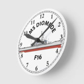 HMS DIOMEDE - F16 - LEANDER ORIG ラウンド壁時計 (傾斜)