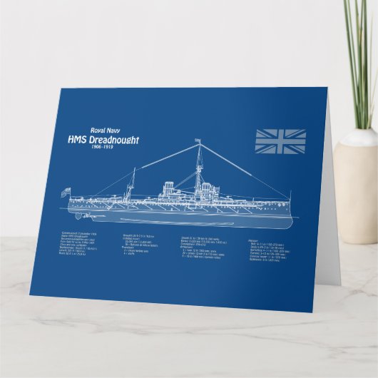 HMS Dreadnebed – 船舶設計図ABD サンキューカード (正面)