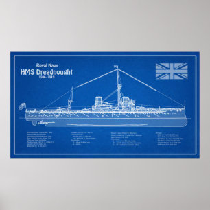 HMS Dreadnebed – 船舶設計図ABD ポスター