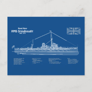 HMS Dreadnebed – 船舶設計図ABD ポストカード