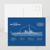 HMS Dreadnebed – 船舶設計図ABD ポストカード (正面/裏面)
