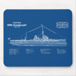HMS Dreadnebed – 船舶設計図ABD マウスパッド