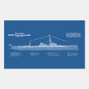 HMS Dreadnebed – 船舶設計図ABD 長方形シール