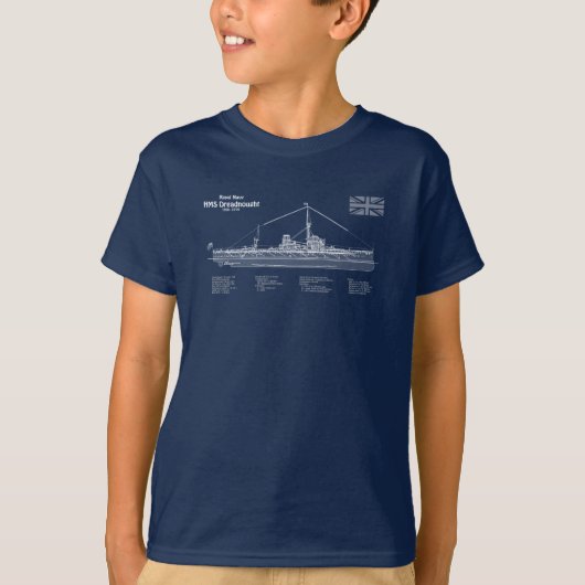 HMS Dreadnebed – 船舶設計図ABD Tシャツ (正面)