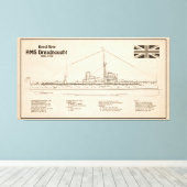 HMS Dreadnebed – 船舶設計図SD キャンバスプリント (インサイチュ (ウッドフロア))